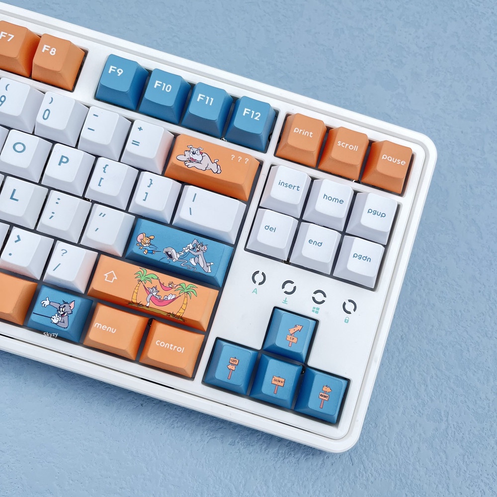 Tom và Jerry Keycaps Cherry Hồ sơ Phim hoạt hình Anime Keycaps PBT DYE-SUB Bàn phím cơ Keycaps 134 Phím