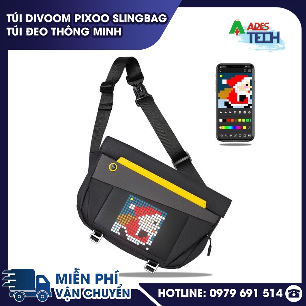 Túi Đeo Chéo Divoom Pixoo Slingbag | Túi Đeo Hông Thông Minh Hiển Thị Màn Hình LED | Bảo Hành Chính Hãng 12 Tháng
