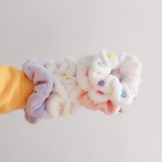 Dây Cột Tóc Cao Su Co Giãn Bọc Vải Lông Nhung Màu Kẹo Hình Ngôi Sao Dễ Thương Dễ Phối Đồ Thời Trang Thu Đông