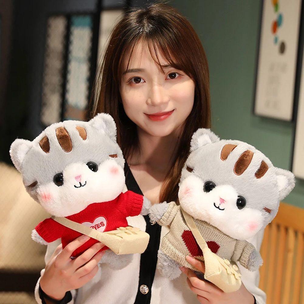 Đồ chơi nhồi bông Hình Mèo Mặc Áo Len Mềm Mại