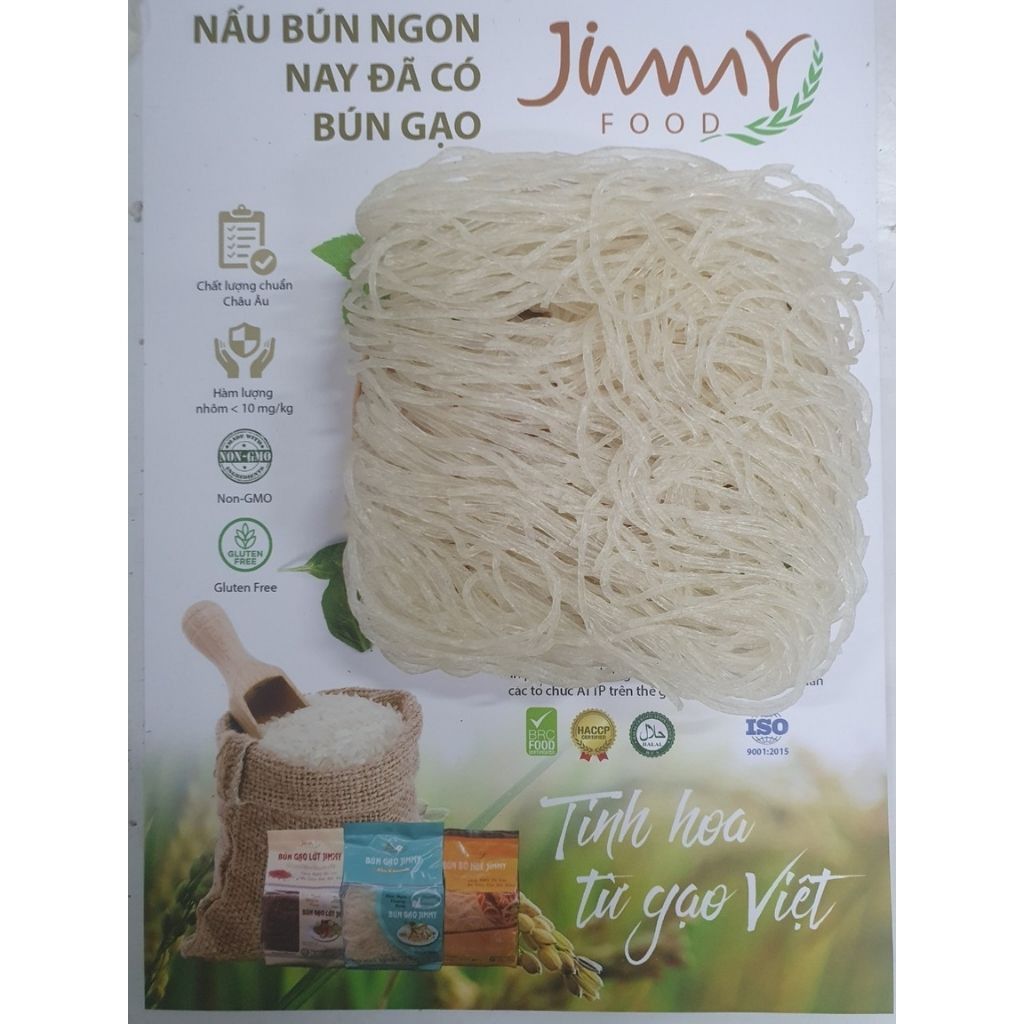Bún gạo Jimmy 250 gram thơm ngon, an toàn, không phụ gia và bảo quản, không biến đổi GEN