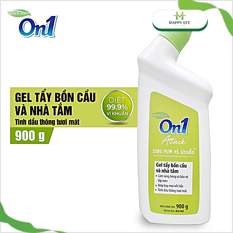 Tẩy bồn cầu, gel bồn cầu toilet, tẩy nhà vệ sinh On1 Attack diệt 99,9% vi khuẩn 900g - Happy Life 4U