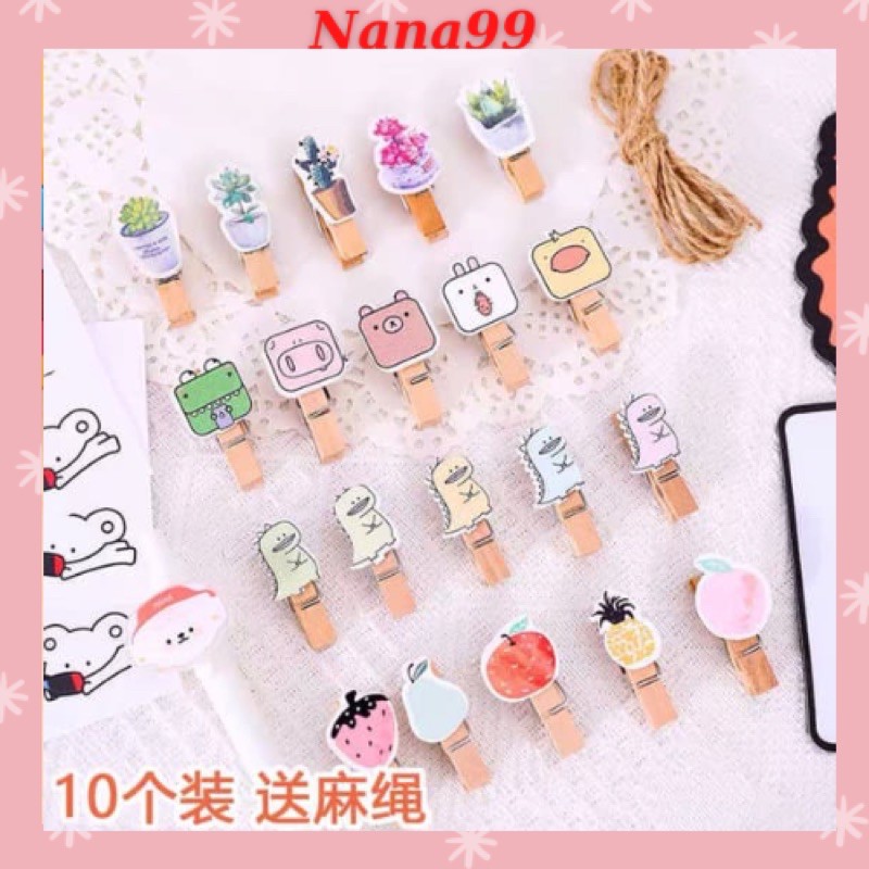 Set Vỉ 10 Kẹp [FREESHIP] Trang Trí Có Dây Treo Cực Xinh Nana KD956