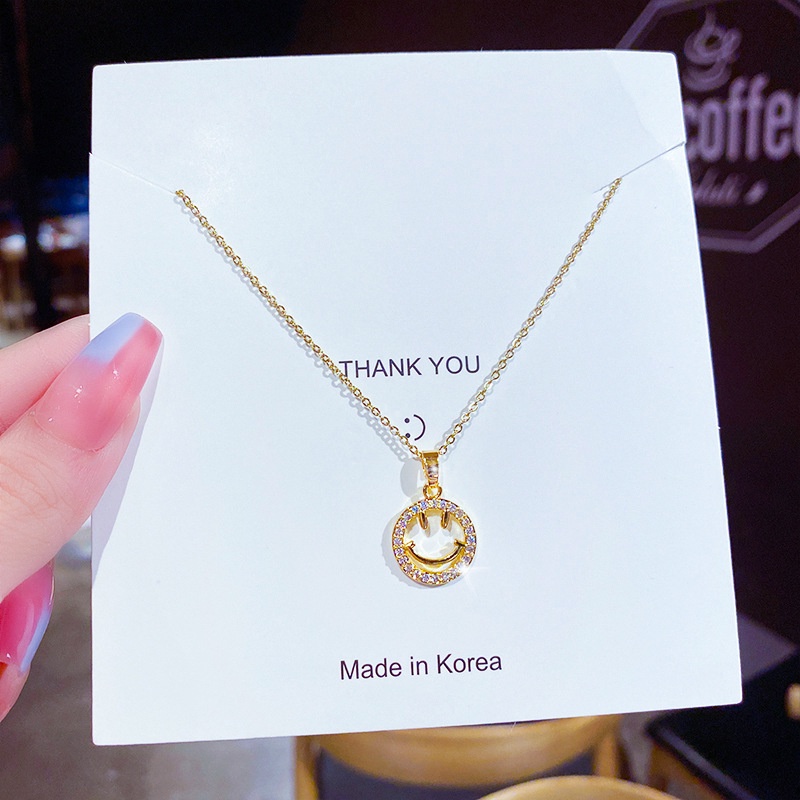 Vòng cổ Thép Titan 18K Mặt Cười Dễ Thương Dành Cho Nữ