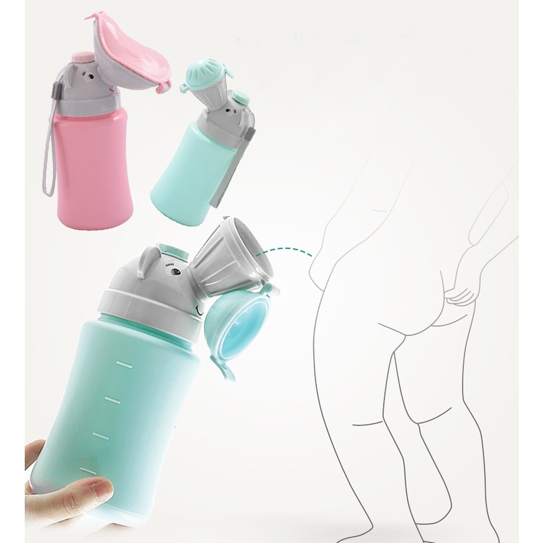 Bình Đi Tiểu Mini Cho Bé Trai, Bé Gái Tiện Lợi Thích Hợp Khi Đi Xe, Đi Du Lịch- Dung tích 500ml