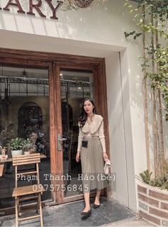 (Ảnh thật) chân váy xếp li dài