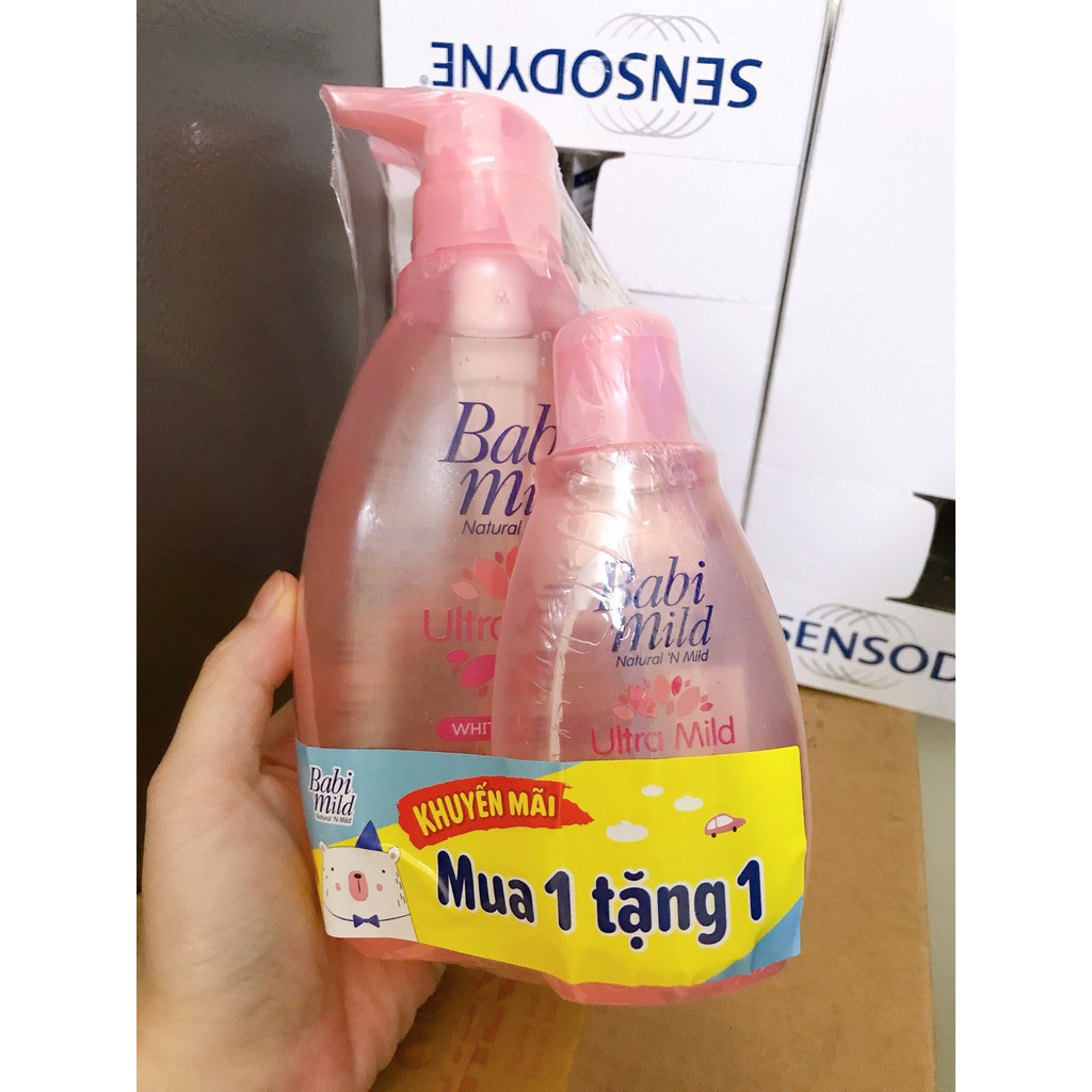 [Mua 1 Tặng 1] Sữa tắm Babi Mild White Sakura &amp; Pure Natura 400ml Tặng 1 Chai cùng loại 125ml