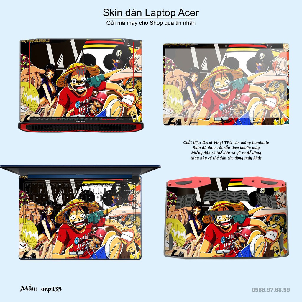 Skin dán Laptop Acer in hình One Piece nhiều mẫu 16 (inbox mã máy cho Shop)