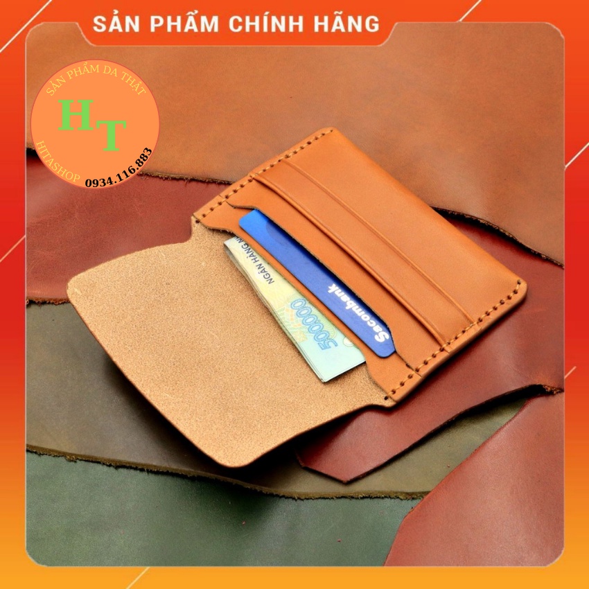 Ví Đựng Card Cao Cấp Da Pullup - Cam Kết 100% Da Bò Thật - Màu Vàng Bò Hàng Chính Hãng Thương Hiệu Hima Leather C01