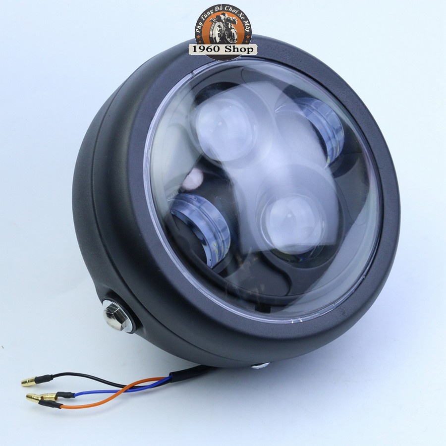 Bộ đèn pha led xe máy 4 bi siêu sáng🏍🛵bộ 2 pat gắn đèn pha 🏍🛵thép sơn tĩnh điện và xi inox dáng classic