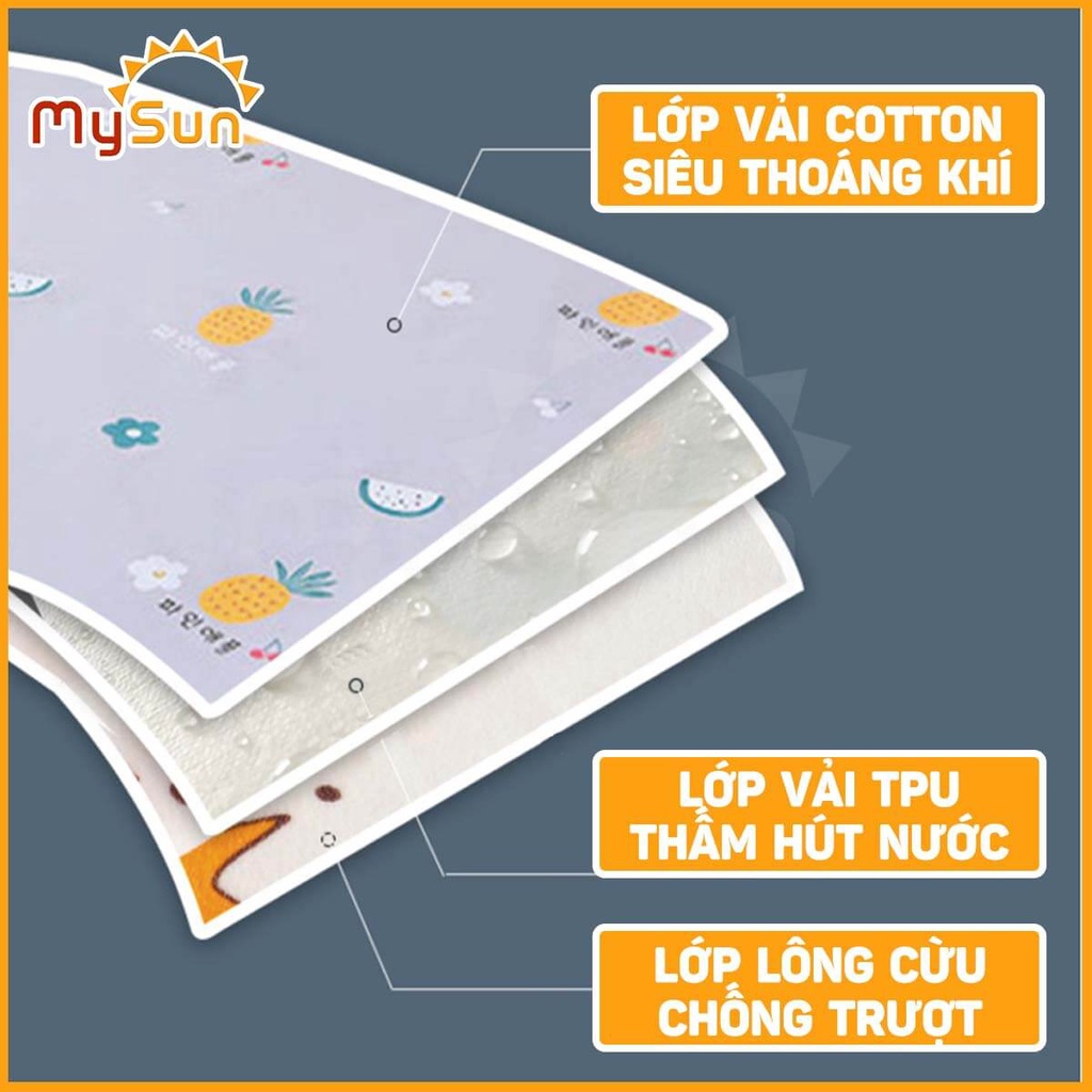 Miếng khăn lót chống thấm cho trẻ em bé sơ sinh, tấm trải nệm giường cỡ lớn MySun