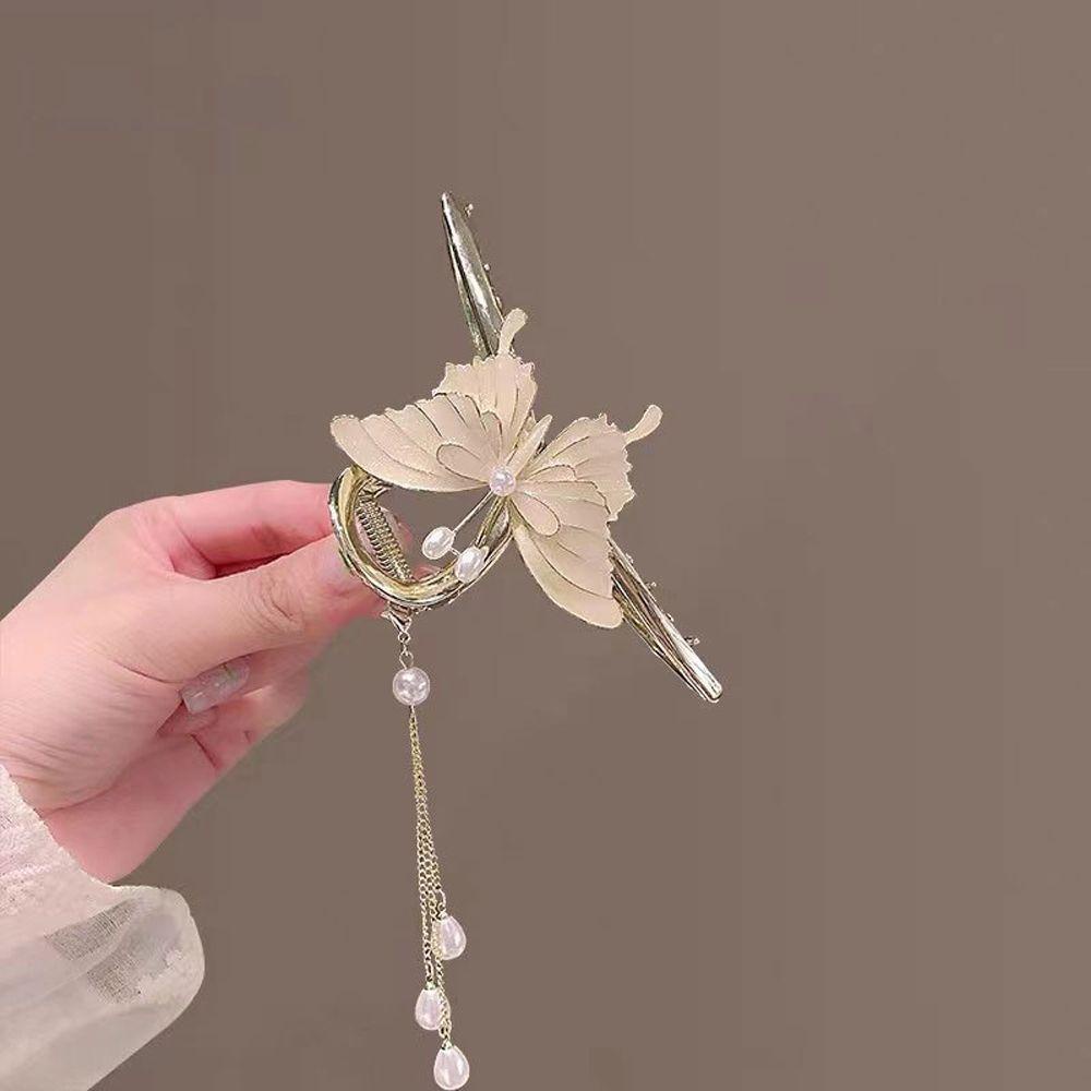 VANES1 Kẹp Tóc Đuôi Ngựa Dạng Dây Xích Dài Thời Trang Phong Cách Hàn Quốc