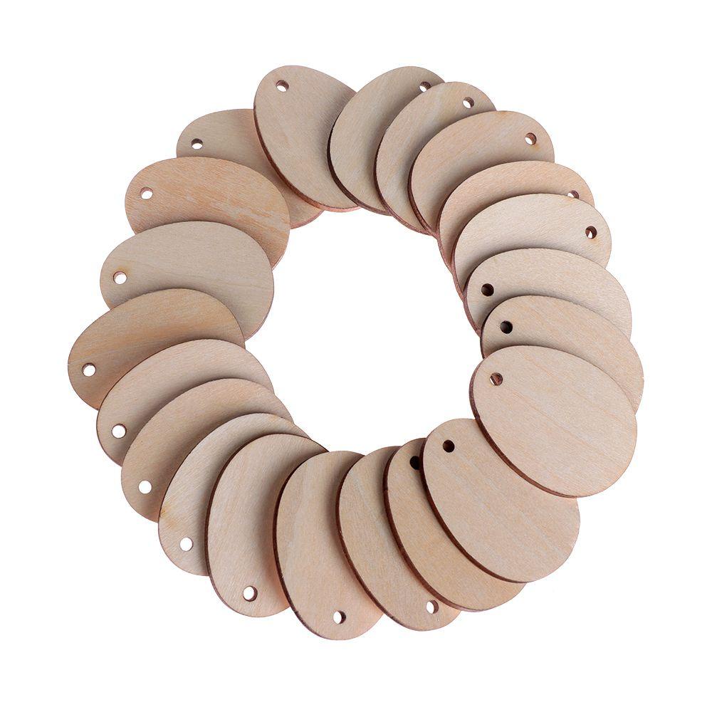 Set 20 / 100 Miếng Gỗ Hình Quả Trứng Phục Sinh Kích Thước 20-40mm Dùng Để Trang Trí