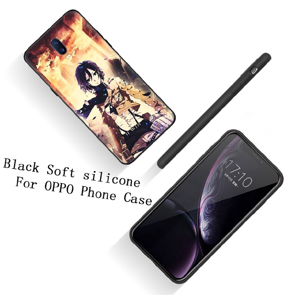 Ốp điện thoại silicon mềm đen hình anime Attack on Titan cho OPPO F11 R17 Pro F1Plus A9 R9 R9S R15 A1K A5 A9 2020