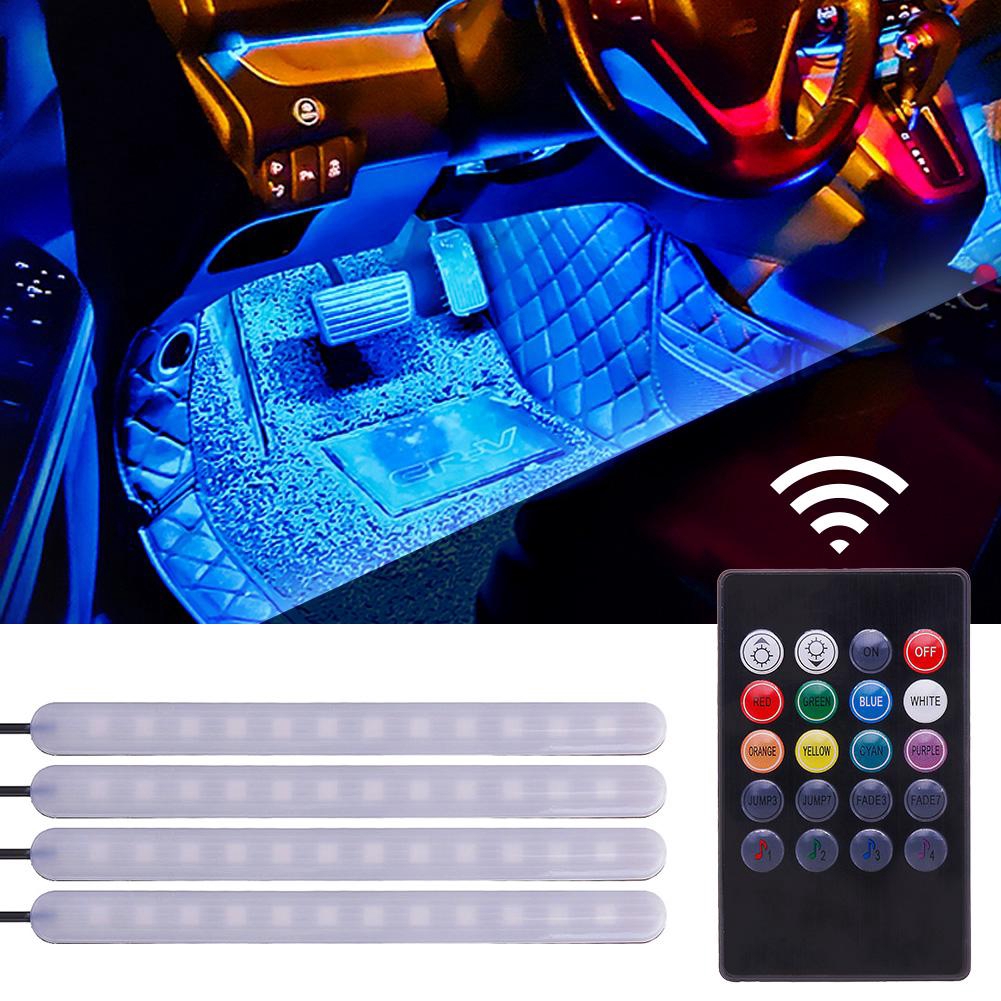 🚗Đèn chân xe Điều khiển từ xa Nội thất Trang trí Đèn LED xung quanh Phụ kiện Dải đèn USB / Thuốc lá