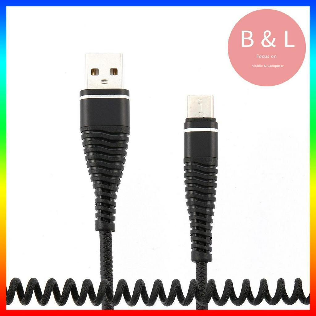 Dây cáp sạc đồng bộ dữ liệu USB Type C kiểu lò xo tiện lợi