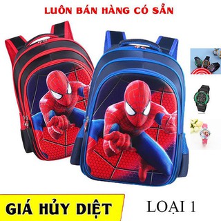 [SIÊU GIÁ RẺ- BUÔN LẺ] Balo Học Sinh cấp 1 tiểu học lớp 1-5 Hình Siêu Nhân người nhện hoạt hình 3D Nổi Tặng Kèm Đồng Hồ
