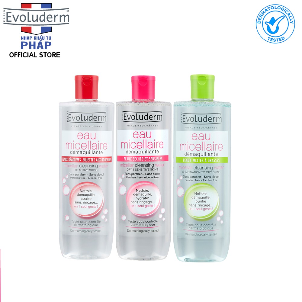 [Mã FMCGMALL -8% đơn 250K] Nước tẩy trang Evoluderm Eau Micellaire 500ml (Tùy Chọn) | BigBuy360 - bigbuy360.vn