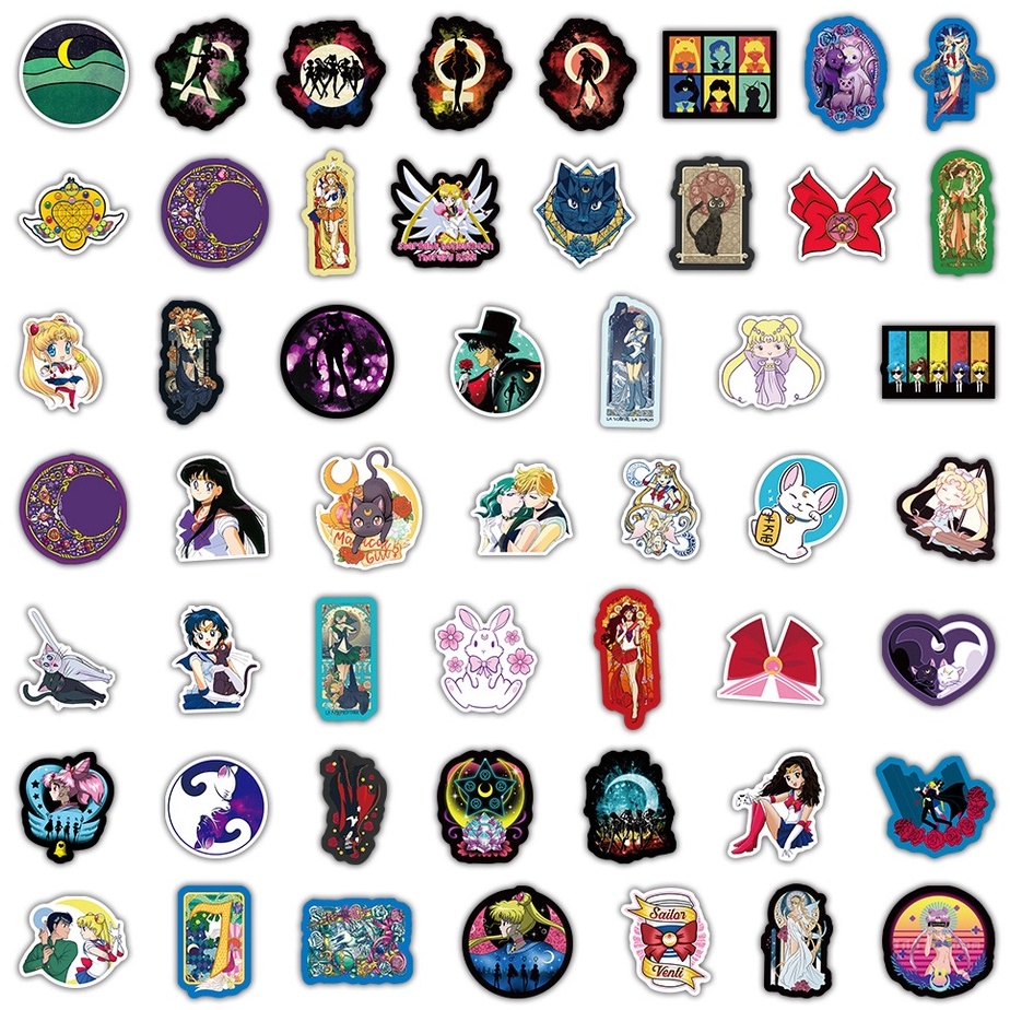 Set 100/50/25/10 Nhãn Dán Thủy Thủ Mặt Trăng Trang Trí Đa Năng