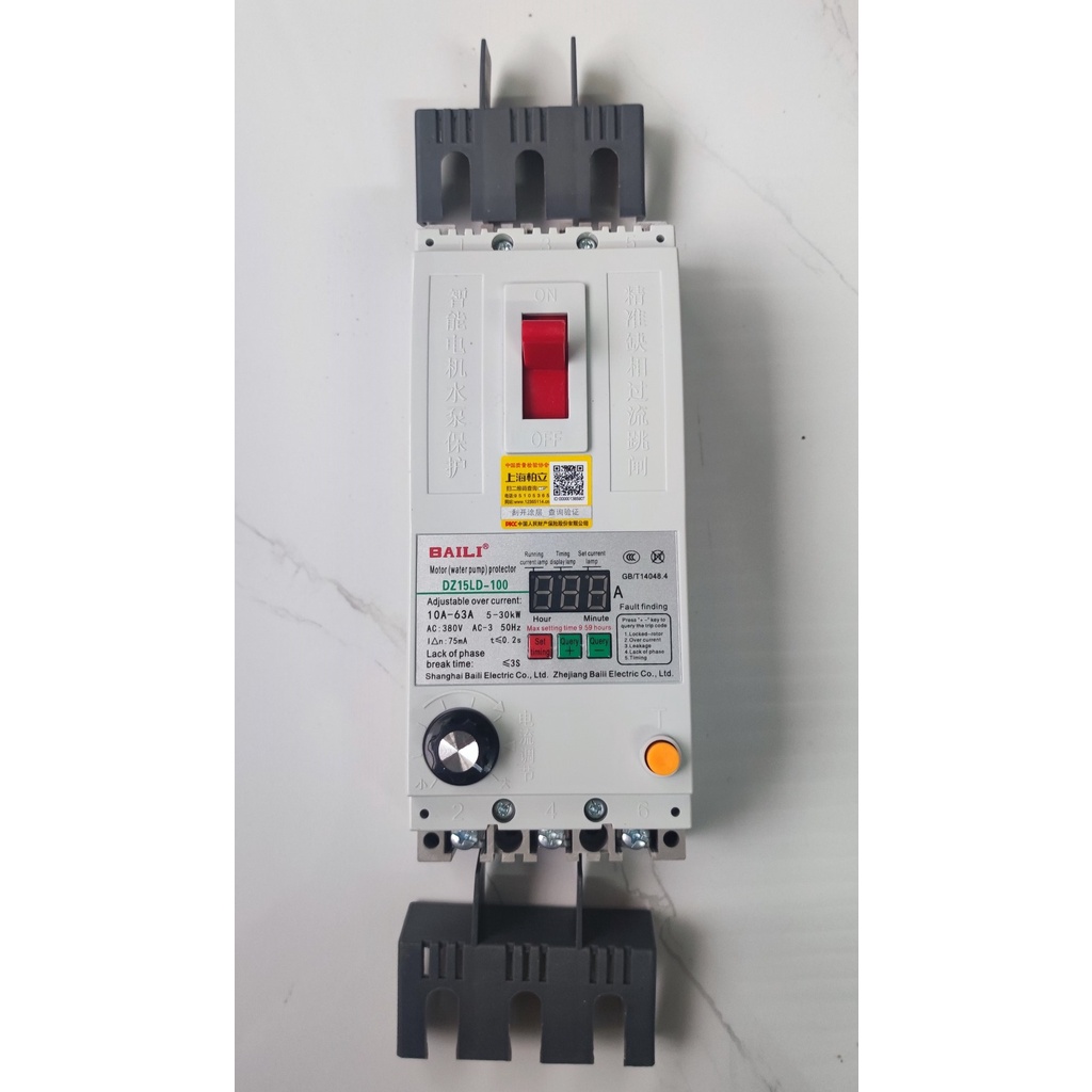 Aptomat Bali 3 pha 63A bảo vệ quá tải, mất pha, lệch pha,chống dòng rò,hẹn giờ tắt
