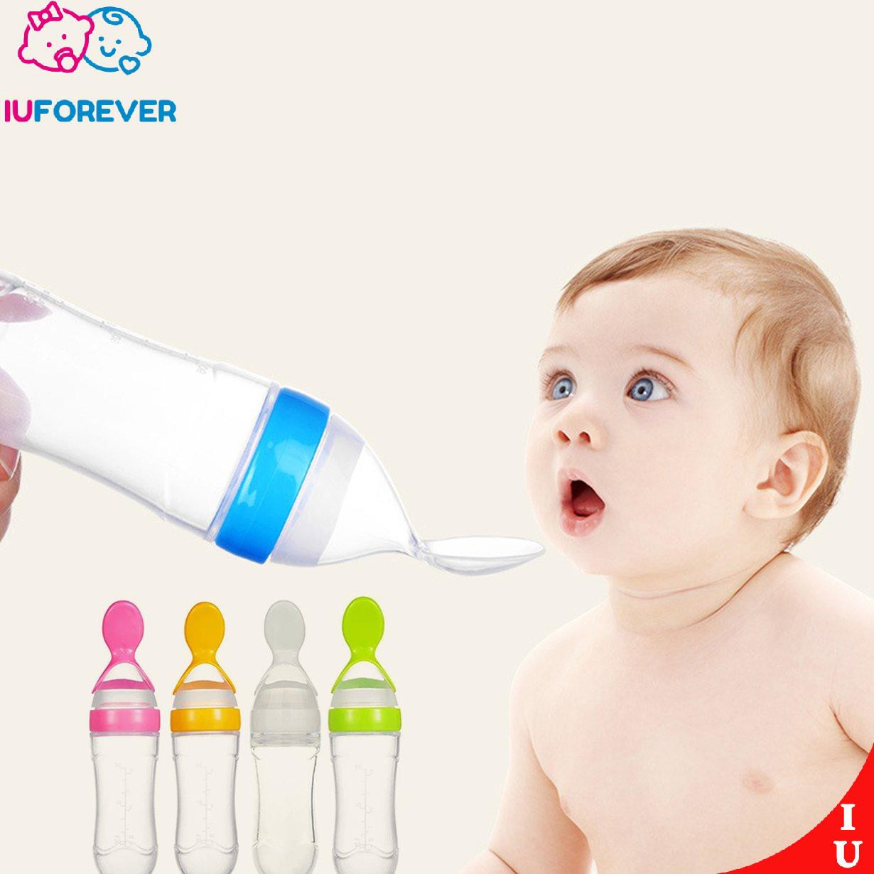 Bình Ăn Dặm Kèm Muỗng Bằng Silicone Tiện Dụng Cho Bé