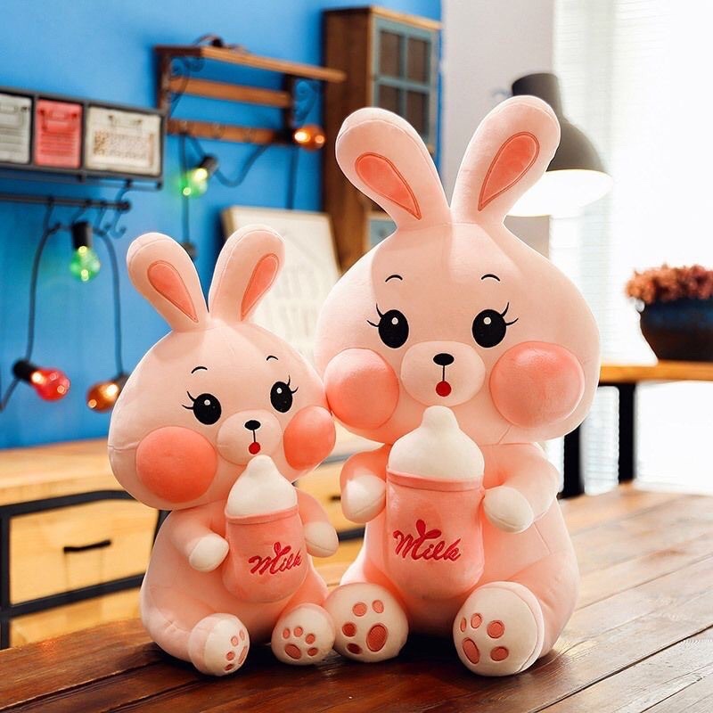 Gấu Bông Thỏ Hồng ôm bình sữa siêu to khổng lồ size 1M,Thỏ Bông Bú Bình Hot Trend siêu cute hàng cao cấp mềm mịn