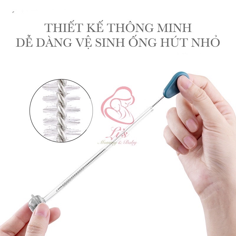 Cọ rửa bình sữa silicone cao cấp, Bộ 4 chi tiết rửa bình sữa,ống hút cao cấp moonship