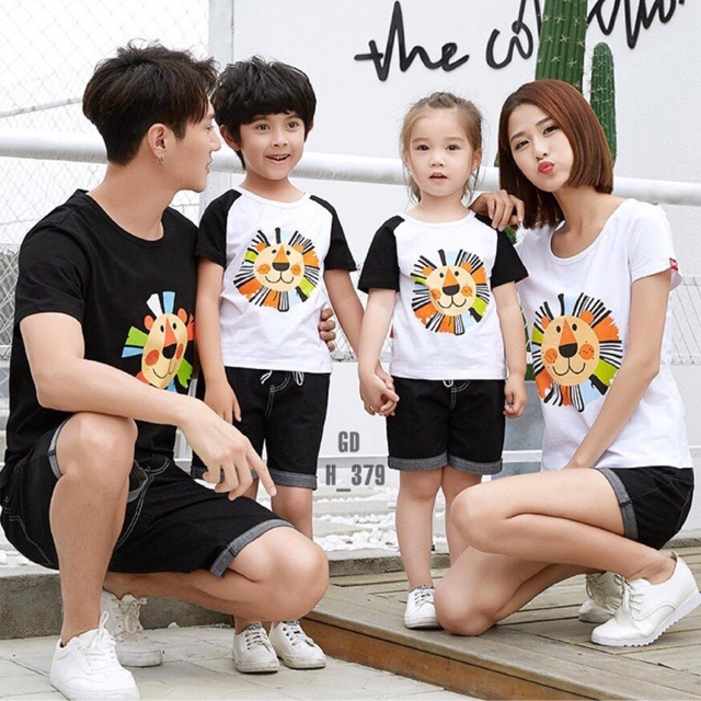 Áo gia đình áo đồng phục Sư tử ngộ nghĩnh đáng yêu chất cotton loại 1 đủ màu đủ size từ 5-100kg(video quay sp bât kỳ)