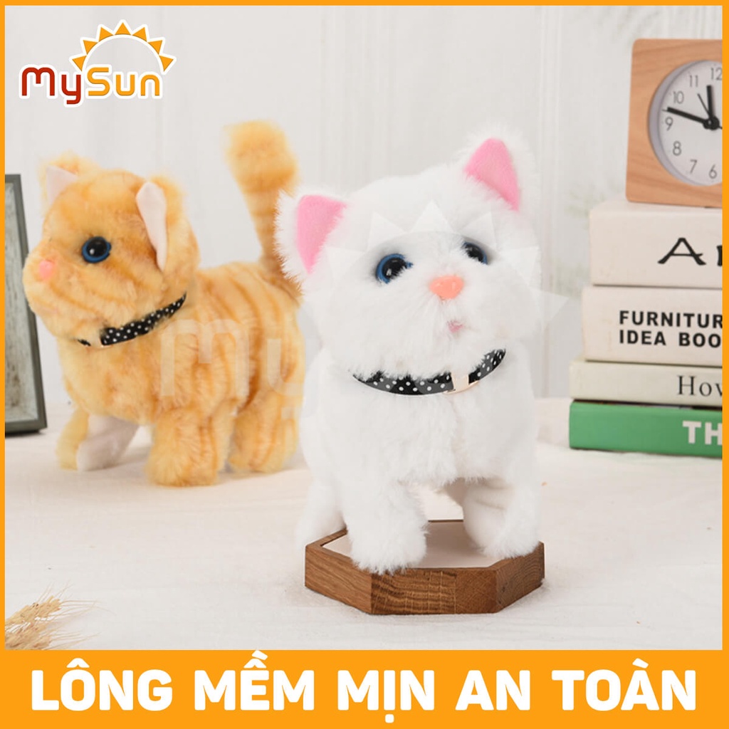 Đồ chơi Robot thú cưng con mèo, thỏ biết đi biết nhảy, biết kêu, vẫy đuôi cho bé tặng PIN AA - MySun