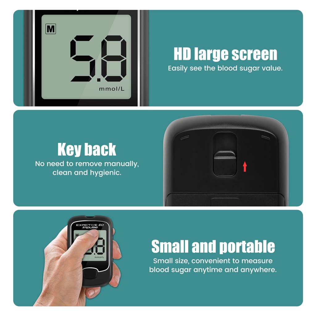 Bộ máy đo đường huyết Salorie màn hình hiển thị Diabetic có 50 kim và 50 que thử tiện lợi (có bán lẻ)