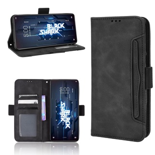 Ốp điện thoại da pu dạng ví đế lật có nhiều ngăn đựng thẻ cho xiaomi black shark 5 pro 5g blackshark 5 rs