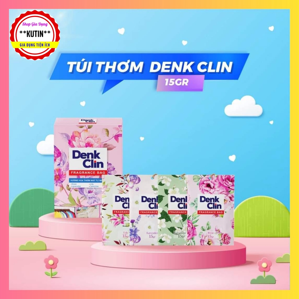 Túi Thơm Denk Clin Treo Tủ Quần Áo, Treo Phòng, Nhà Tắm - Hộp 4 túi 4 Mùi Hương