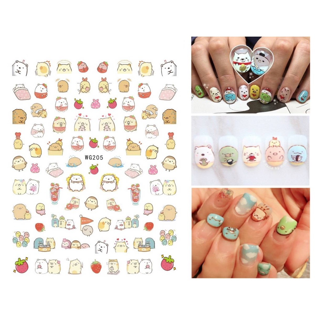 Hình Dán Móng Tay Hoạt Hình San-X SUMIKKO Stiker Kuku GURASHI Kawaii animal Slider Nail Decals Nail Art Sticker DIY Manicure Water Accessory Transfer Foil birthday Gift