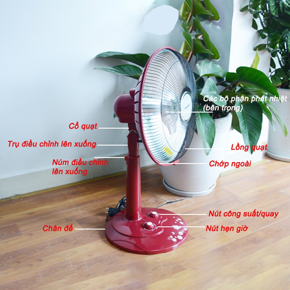 Quạt Sưởi Halogen Tiross TS929, 1000W, Hàng Chính Hãng, Bảo Hành 12 Tháng