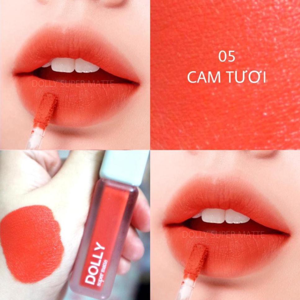 New 2021 [05 Cam Tươi] Son Kem Lì Dolly Super Matte Không Chì Màu Cam Tươi Tách Sét | BigBuy360 - bigbuy360.vn