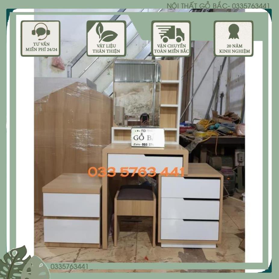 Bàn trang điểm thông minh tăng giảm kích thước tùy chỉnh gỗ MDF phủ melamine gương soi nịnh mắt