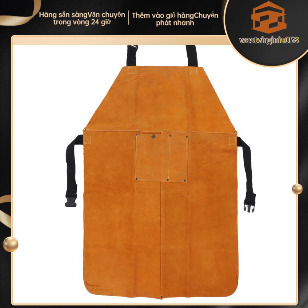 Westvirginia058 Hàn Tạp dề bảo hộ Chống cháy mài mòn Điều chỉnh dây đeo bằng da Quần áo lao động có túi