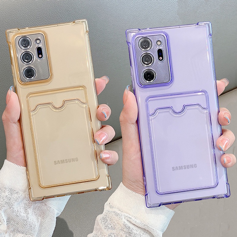 Ốp điện thoại silicon trong suốt có ngăn đựng thẻ cho Samsung Galaxy A32 5G A42 A12 A22 4G A22 5G A02S A10S M10S A03S
