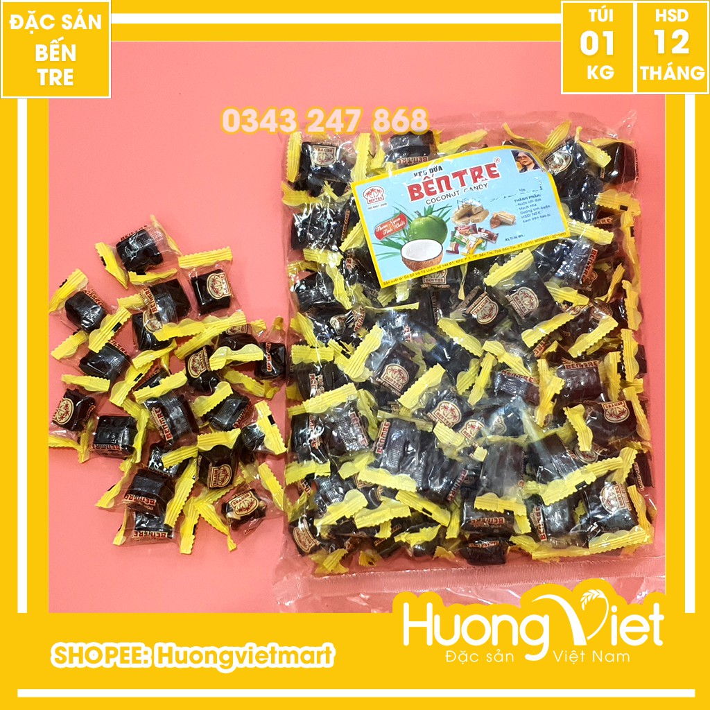 1KG Kẹo chuối tươi thơm ngon Bến Tre thương hiệu Hai Tỏ, đặc sản Bến Tre [ 5 TÚI 200G ]