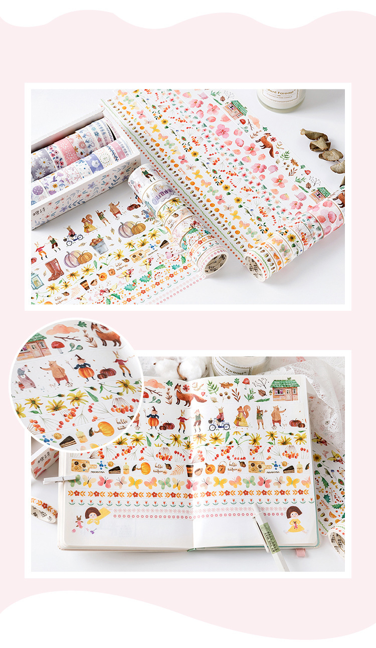 DecorMe Hộp washi tape cute 20 cuộn nhiều hình dễ thương trang trí sổ tay