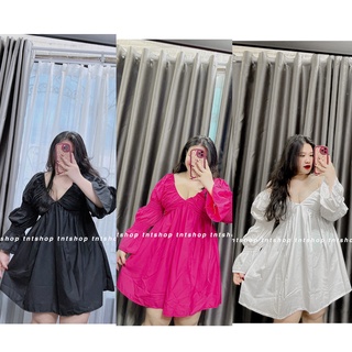 ĐẦM CỔ KHOÉT SÂU TAY PHỒNG [TNT SHOP BIGSIZE 60KG 90KG]
