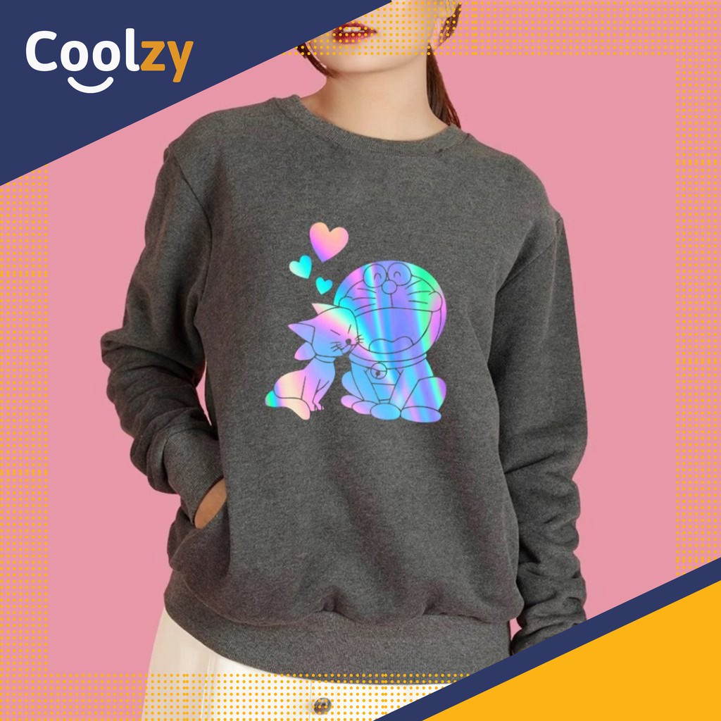 Áo Sweater Nam Nữ form rộng 🔴 Áo Sweater In Doremon Tán Gái Phản Quang | CoolZy