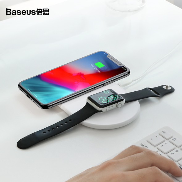 Sạc không dây 2in1 Baseus cho Apple Watch Iphone và Android