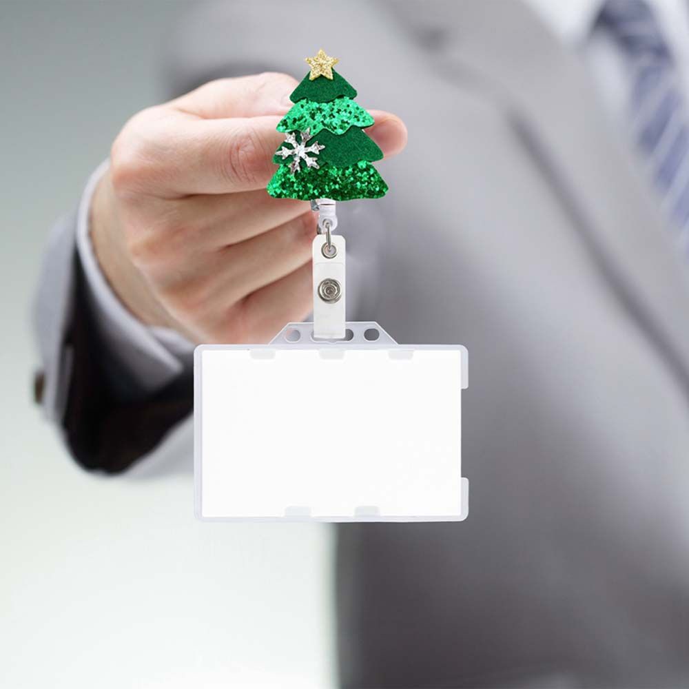 Kẹp giữ thẻ ID hình ông già noel/ tuần lộc xoay 360 độ có thể thu gọn tiện dụng