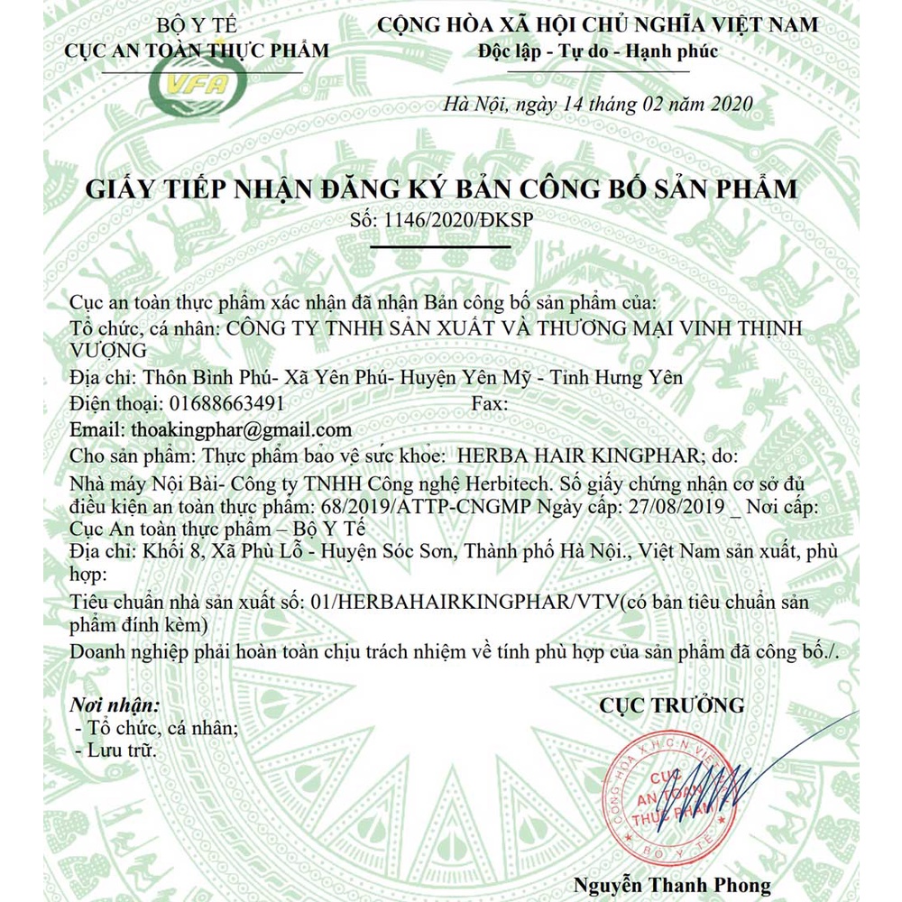 [CHÍNH HÃNG] Herba Hair Kingphar - Giúp ngăn ngừa rụng tóc, tóc chắc khỏe, giảm tình trạng gãy tóc (Lọ 60 viên)