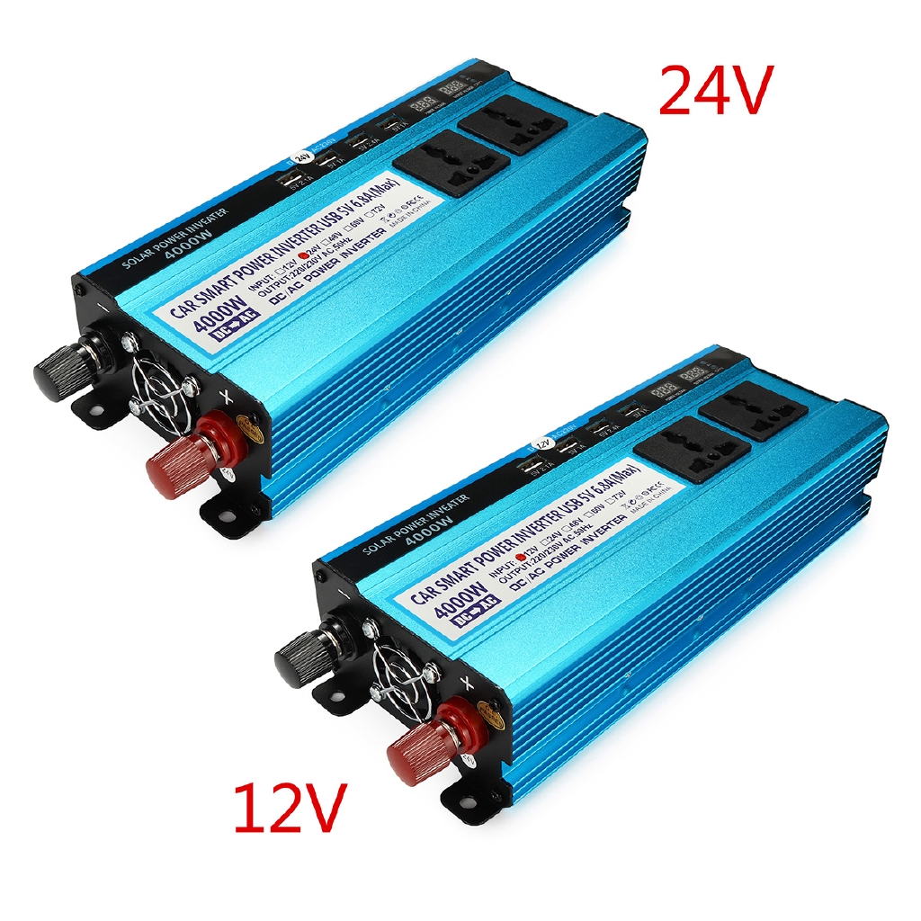  4000W Peak Car Power Inverter LED Display 12V DC to 220V AC 