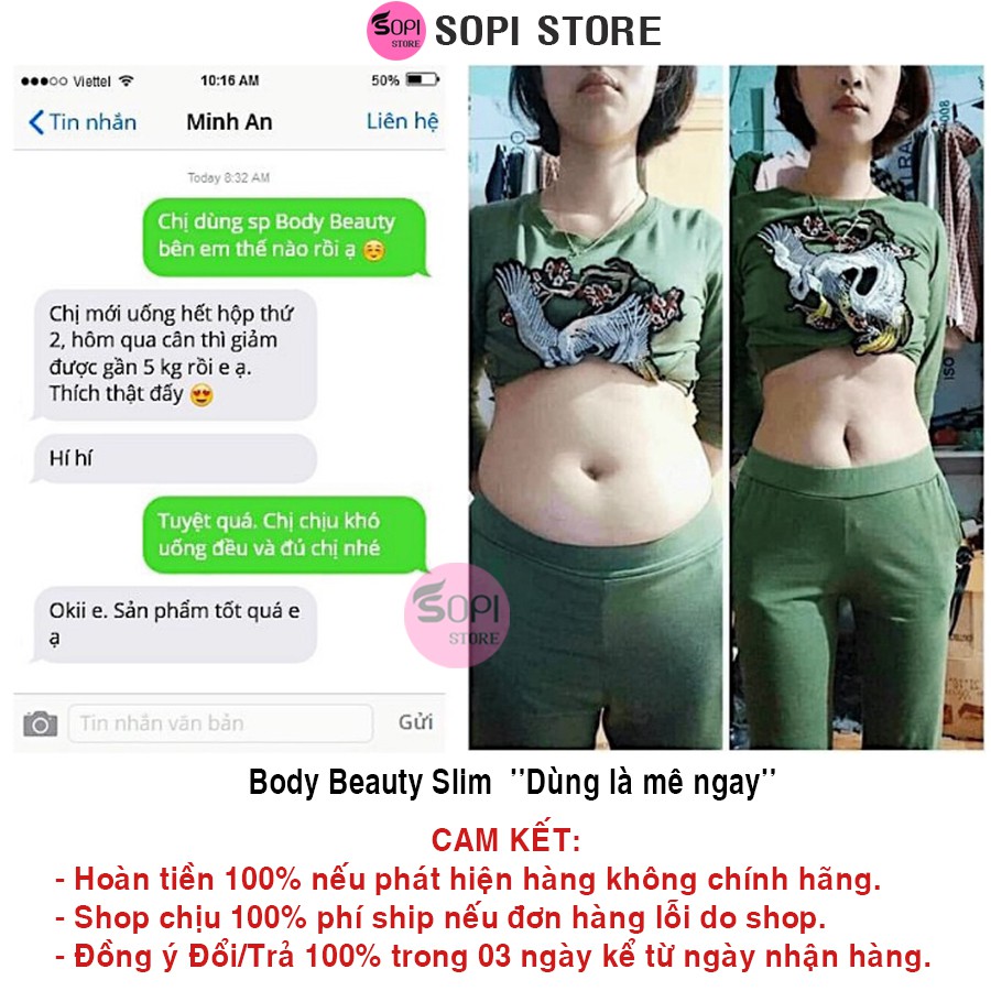 [Mua 3 tặng 1] Body Beauty Slim - Viên sủi giảm cân cấp tốc chính hãng hộp 20 viên, giảm béo giảm mỡ bụng - Sopi Store