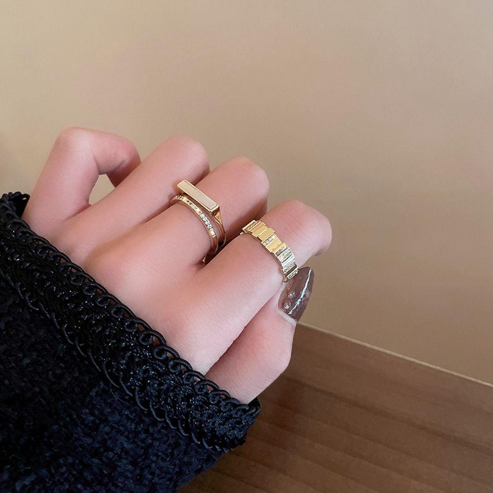 USNOW Nhẫn Hở Đính Đá Ngọc Lục Bảo Phong Cách Retro Đơn Giản Dành Cho Nữ