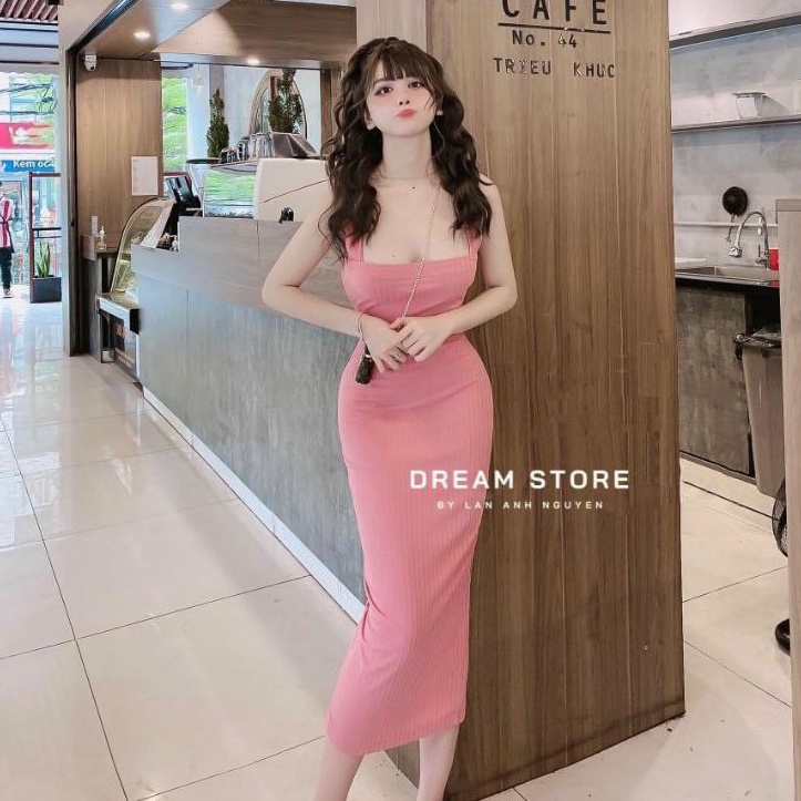 Đầm 2 dây bảng to form dài hot girl