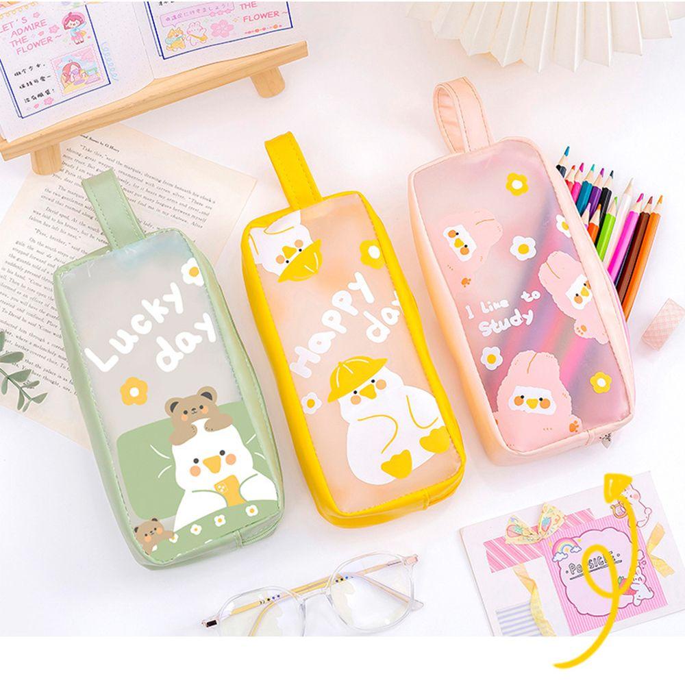 Túi Đựng Bút Trong Suốt Sức Chứa Lớn Họa Tiết QUINTON Kawaii